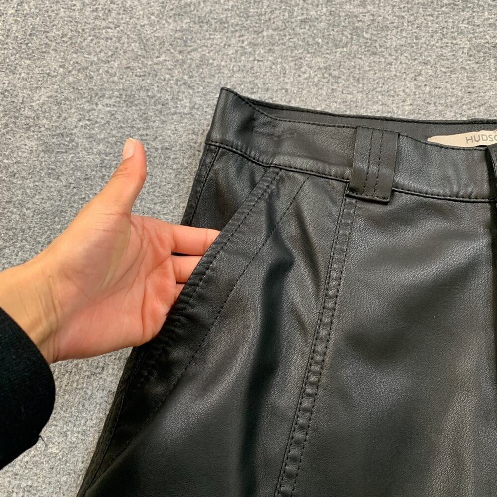 Hudson Pants Womens 26 Black Heidi High Rise Wide Faux Leather Cargo Pockets - Picture 4 of 13